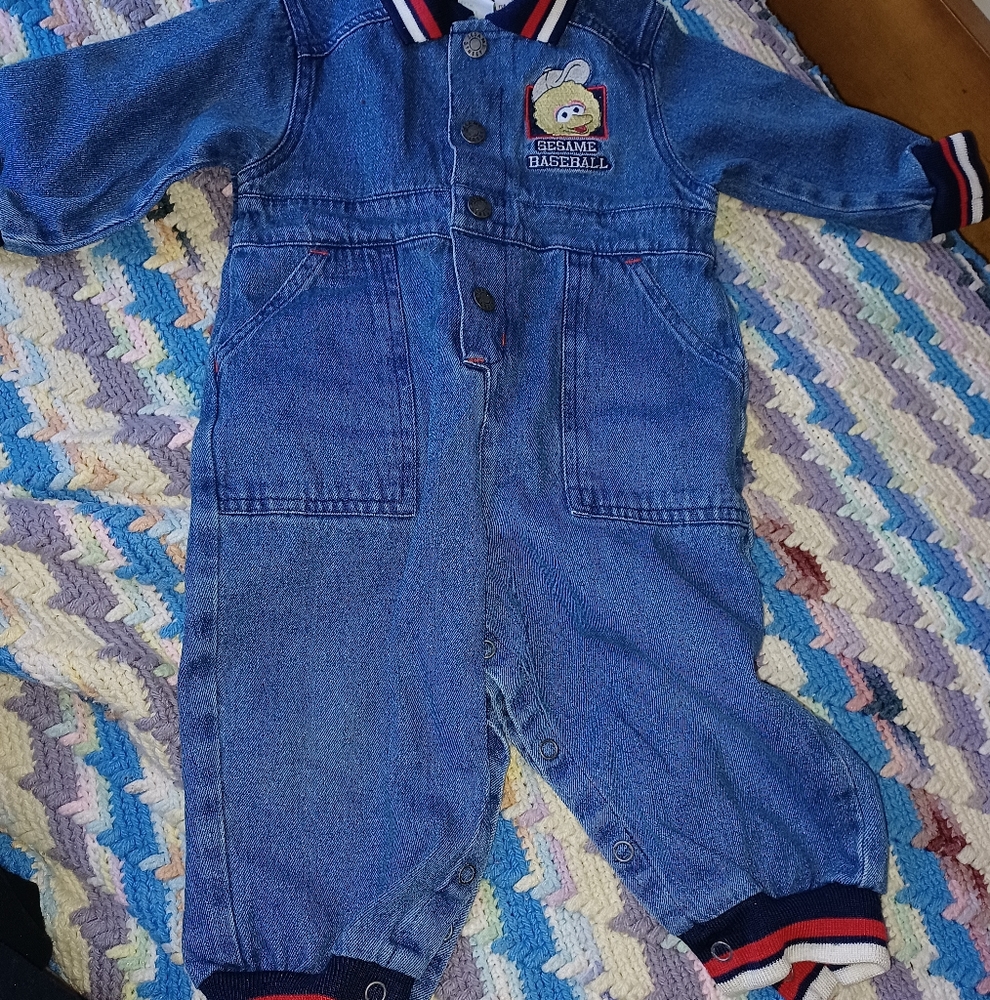 Sesame Big Bird Baseball one piece 18 months denim